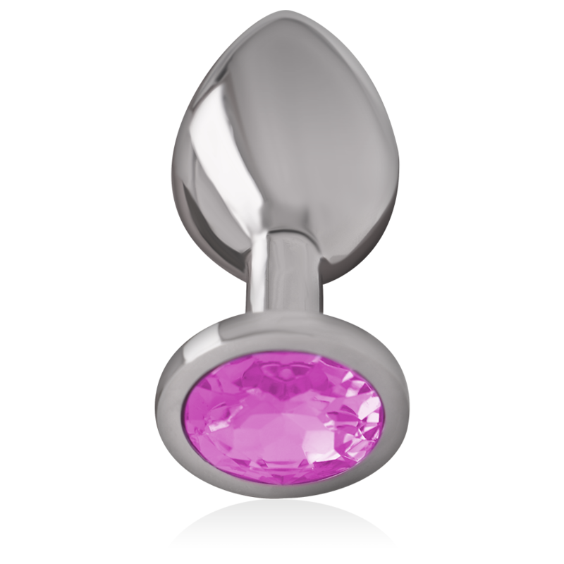 INTENSE - ALUMINUM METAL ANAL PLUG WITH PINK CRYSTAL, SIZE M