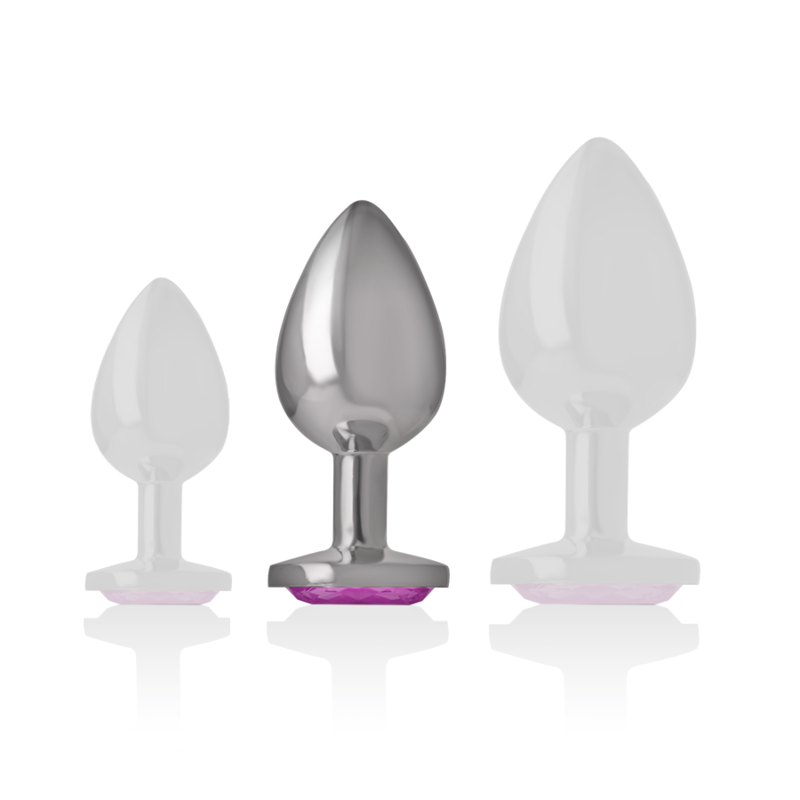 INTENSE - ALUMINUM METAL ANAL PLUG WITH PINK CRYSTAL, SIZE M