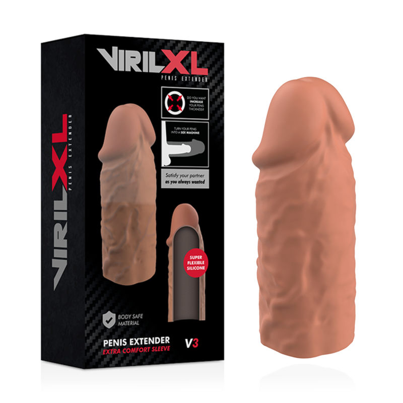 VIRLXL - LIQUID SILICONE V3 BROWN PENIS EXTENSION