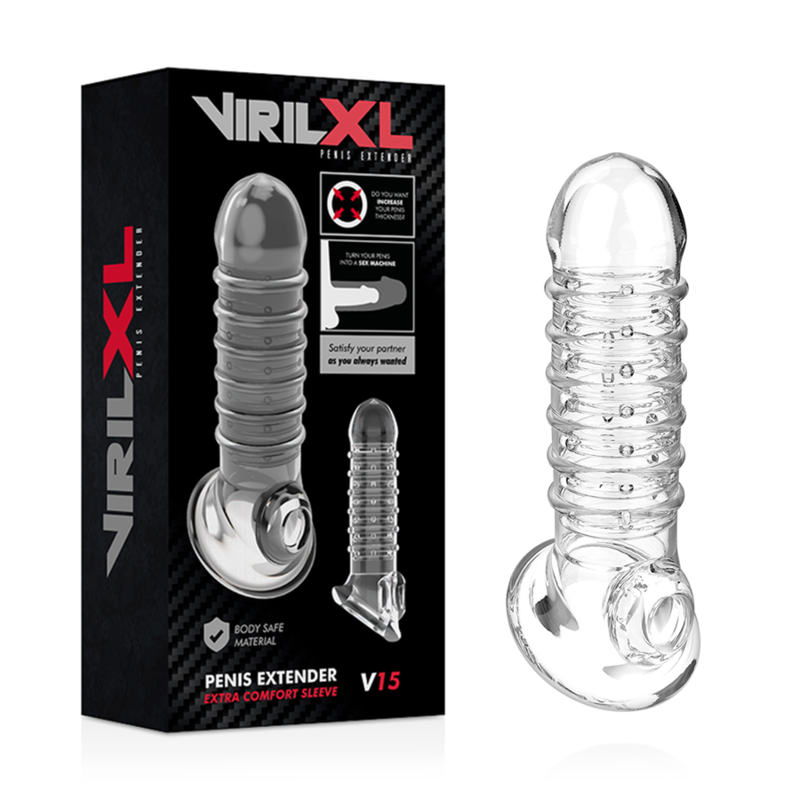 VIRLXL - PENIS EXTENSION AND SLEEVE V15 TRANSPARENT
