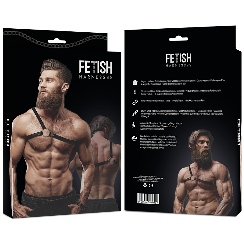 FETISH SUBMISSIVE ATTITUDE - MEN'S CROSSED SHOULDER HARNESS MADE OF ECO-LEATHER