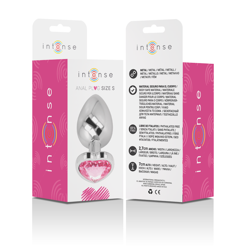 INTENSE - ALUMINUM-METAL ANAL PLUG PINK HEART SIZE S