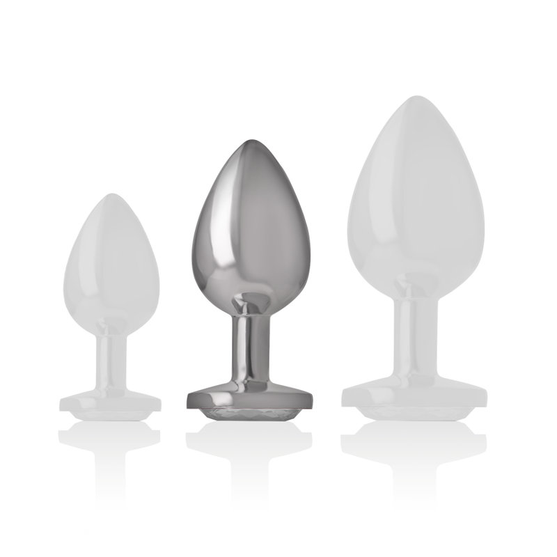 INTENSE - ALUMINUM METAL ANAL PLUG, WHITE HEART, SIZE M