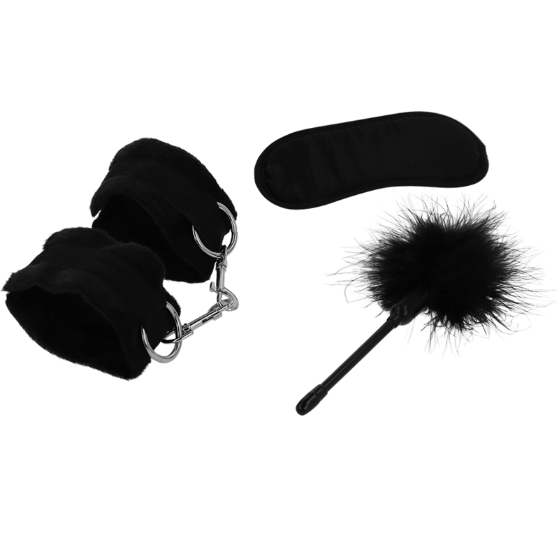 INTENSE - FETISH EROTIC GAME SET 2 WITH HANDCUFFS, BLIND MASK AND TICKLE