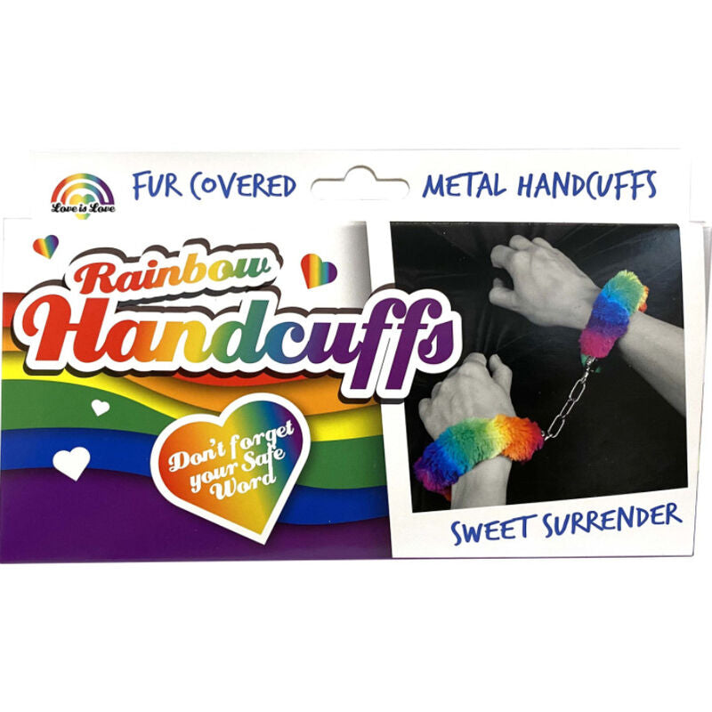 SPENCER &amp; FLEETWOOD - METAL HANDCUFFS WITH RAINBOW LINED