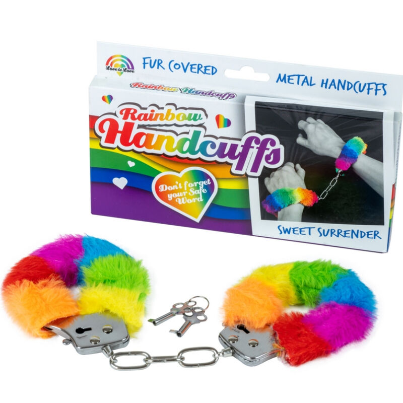 SPENCER &amp; FLEETWOOD - METAL HANDCUFFS WITH RAINBOW LINED
