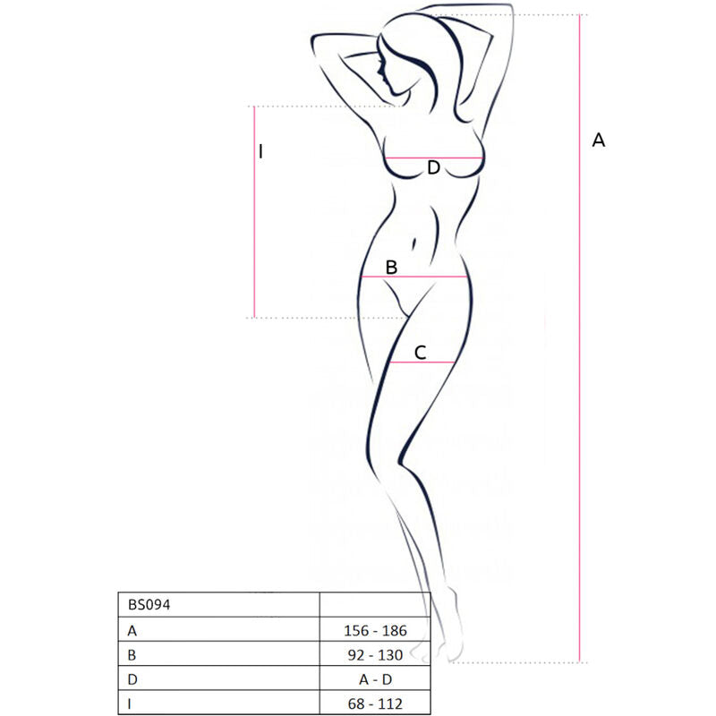 PASSION - BS094 BLACK BODYSTOCKINGS, ONE SIZE