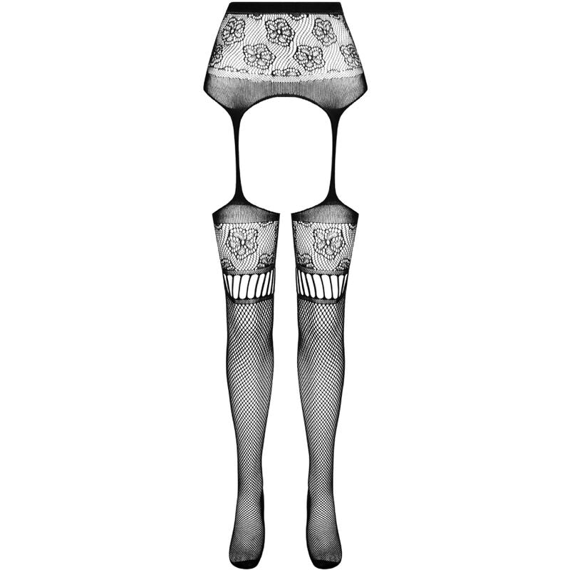 PASSION - S030 Tights with Black Garter, One Size