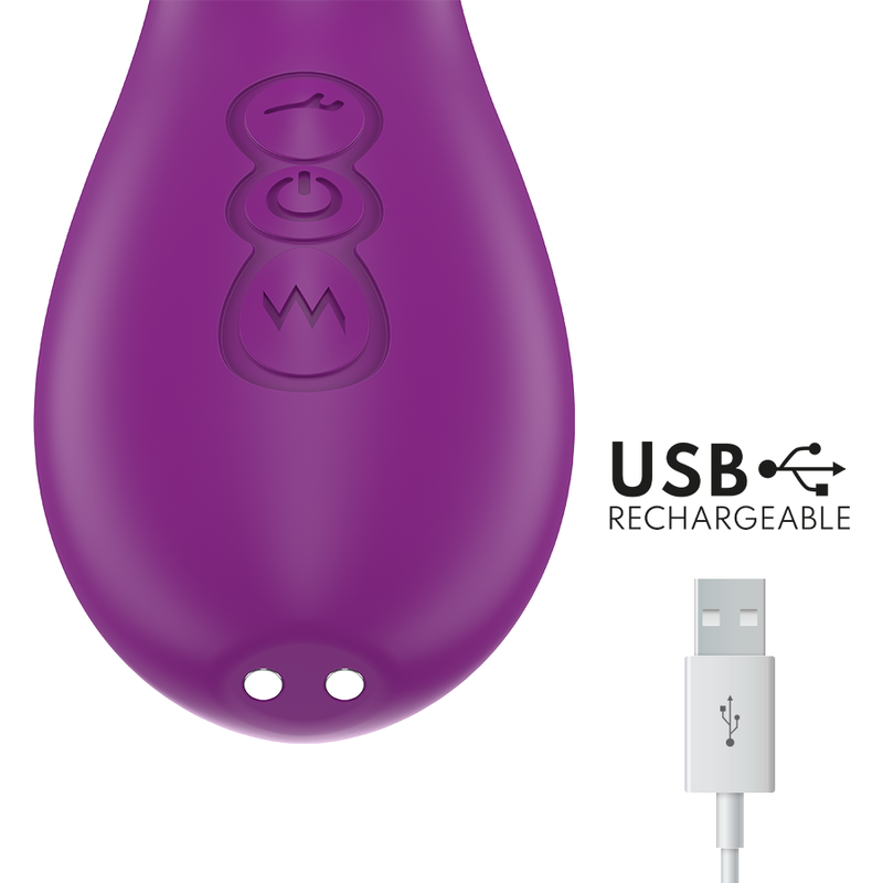 INTENSE - ATENEO WIEDERAUFLADBARER MULTIFUNKTIONSVIBRATOR 7 VIBRATIONEN MIT OSZILLIERENDER ZUNGE UND LILA SAUGROHR