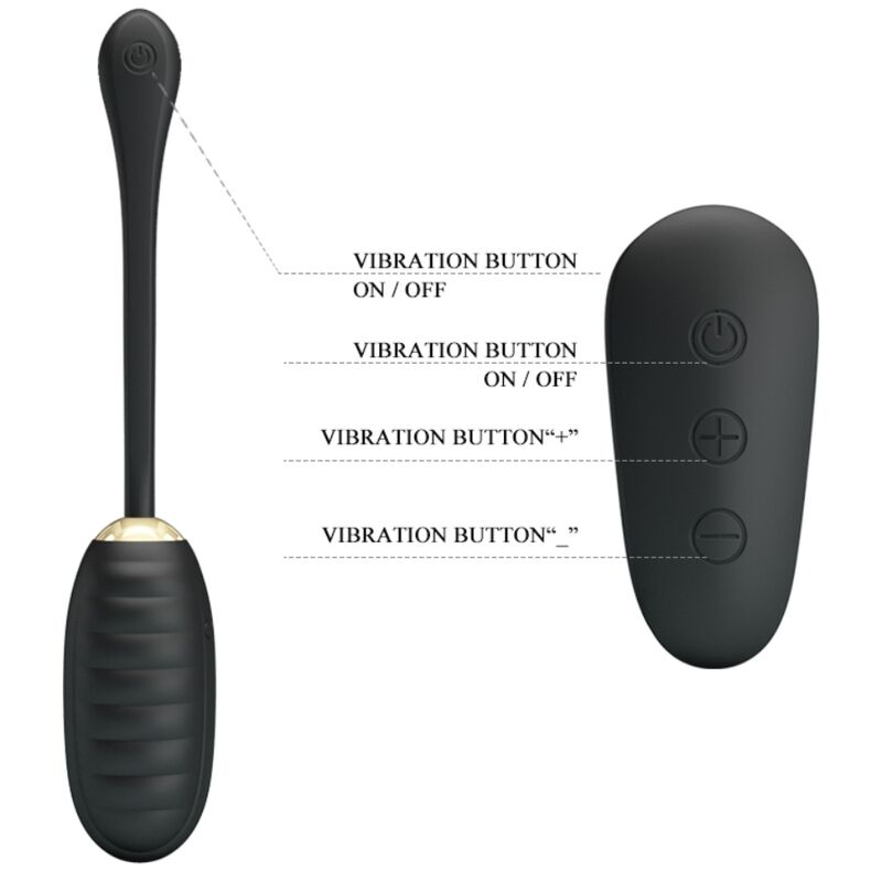 PRETTY LOVE - DOREEN LUXURY RECHARGEABLE VIBRANT EGG BLACK WITH REMOTE CONTROL