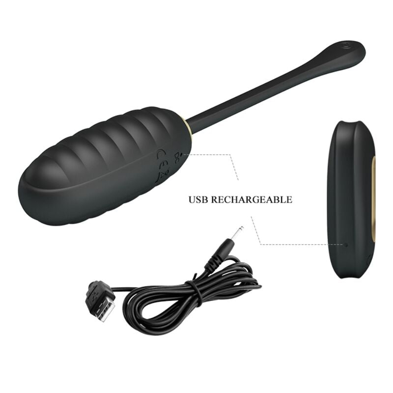 PRETTY LOVE - DOREEN LUXURY RECHARGEABLE VIBRANT EGG BLACK WITH REMOTE CONTROL