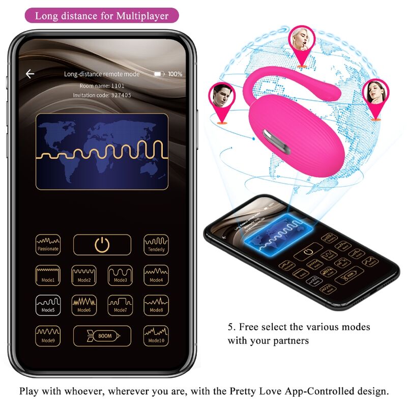 PRETTY LOVE - DOREEN RECHARGEABLE VIBRANT EGG MAGENTA WITH REMOTE CONTROL