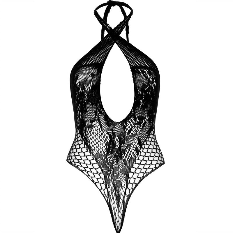 LEG AVENUE - TEDDY HOLDER WITH LACE BLACK