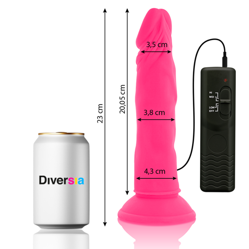 DIVERSIA - FLEXIBLE VIBRATION DILDO PINK 23 CM -O- 4.3 CM
