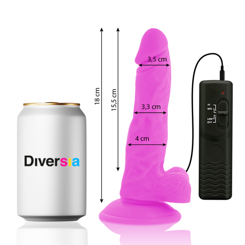 DIVERSIA - FLEXIBLE VIBRANT DILDO PURPLE 18 CM -O- 4 CM