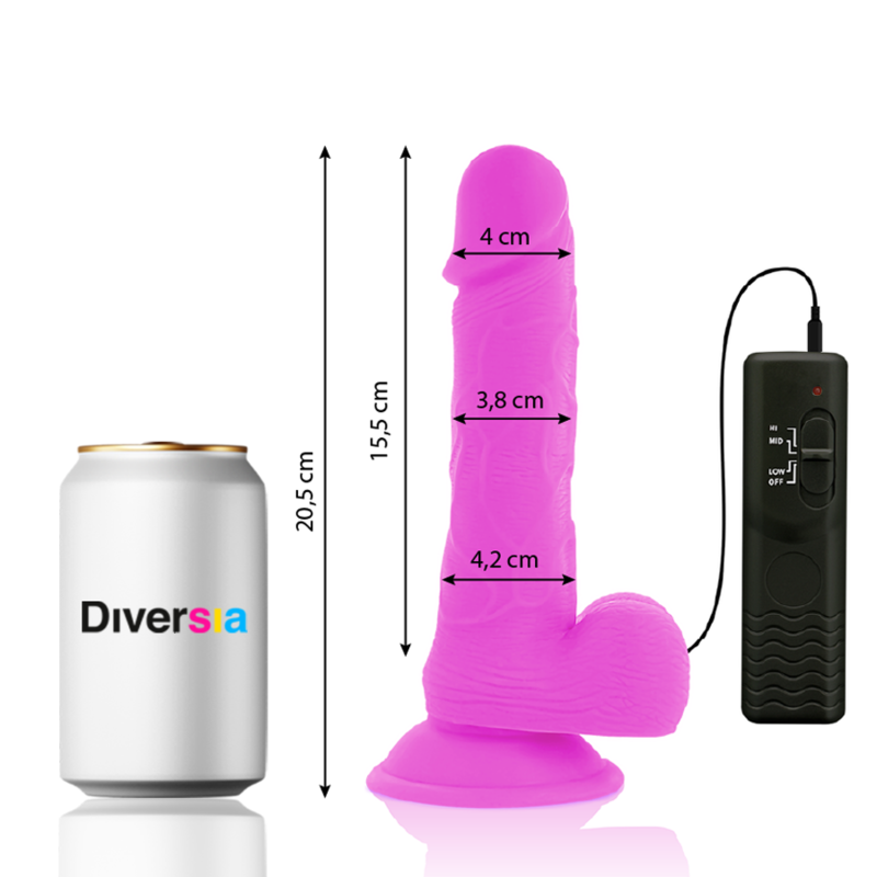 DIVERSIA - FLEXIBLE VIBRANT DILDO PURPLE 20.5 CM -O- 4.2 CM