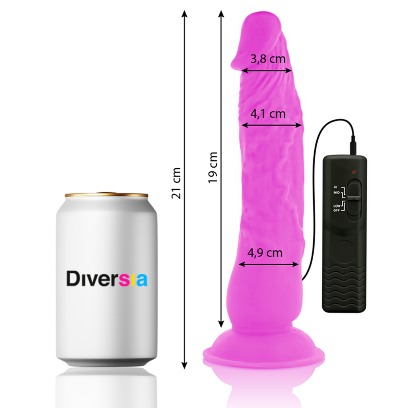 DIVERSIA - FLEXIBLE VIBRANT DILDO PURPLE 21 CM -O- 4.9 CM