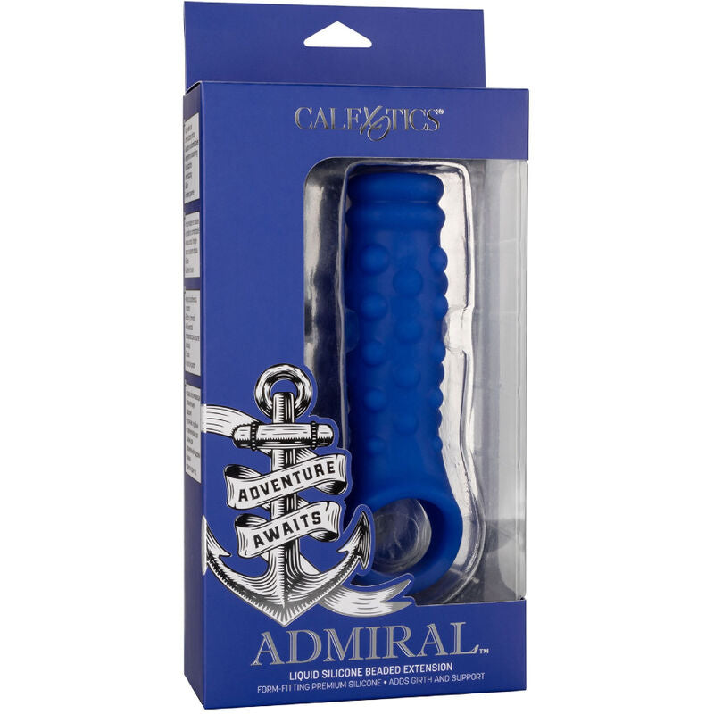 CALEXOTICS - ADMIRAL PENIS COVER WITH BEADS, LIQUID SILICONE BLUE
