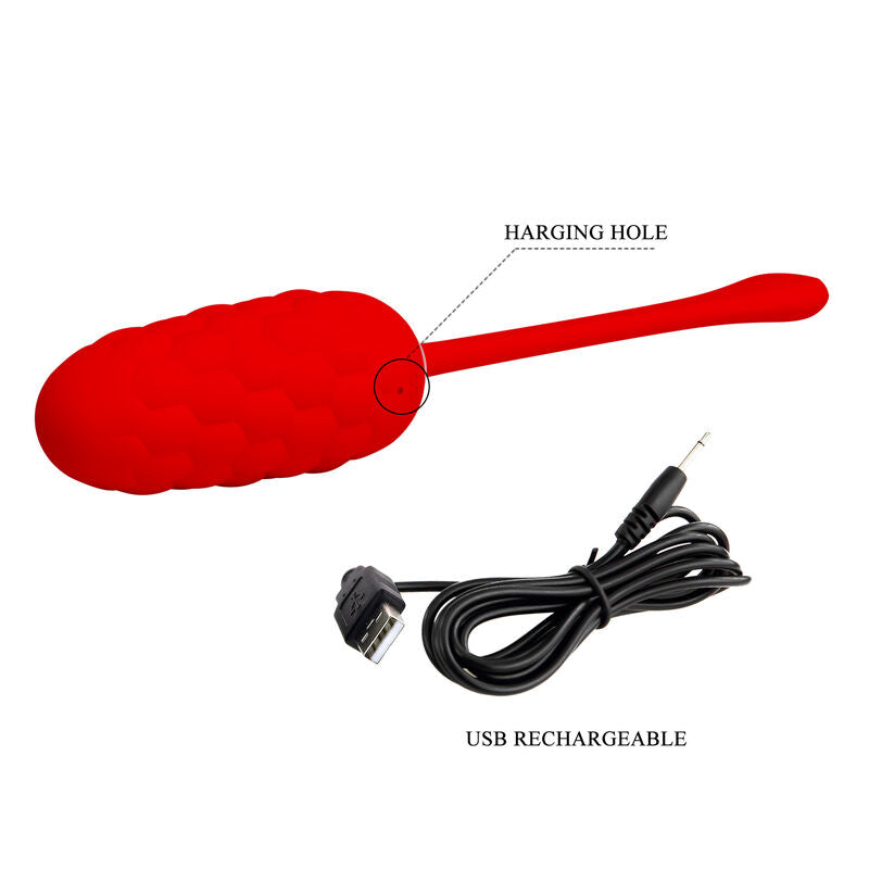 PRETTY LOVE - VIBRANT EGG WITH RED RECHARGEABLE SEA TEXTURE