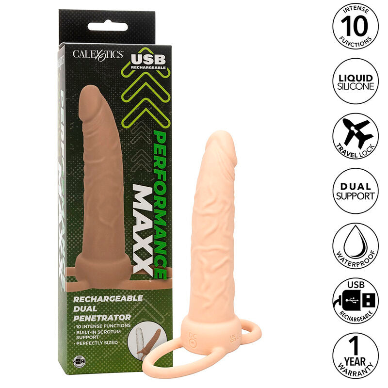 CALEXOTICS - PERFORMANCE MAXX RECHARGEABLE DUAL PENETRATOR, LIGHT SKIN