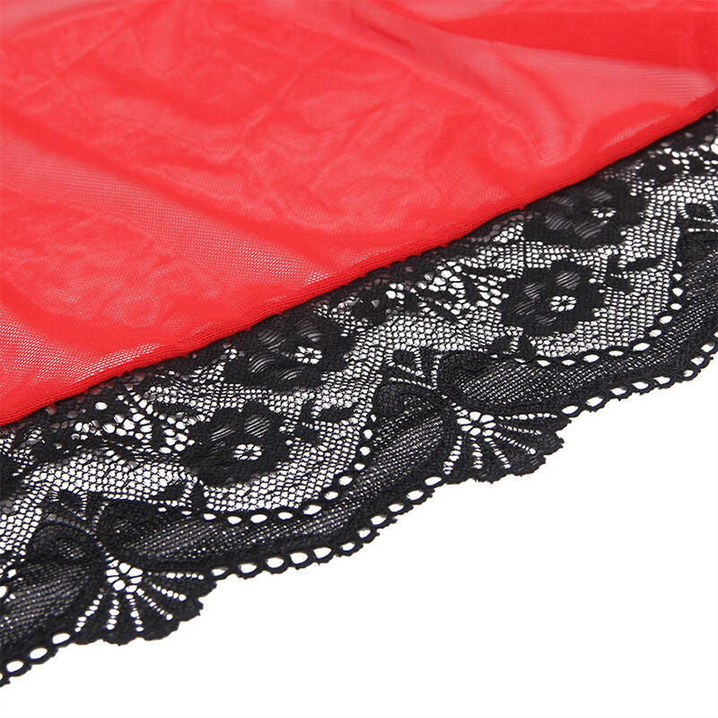 SUBBLIME - TRANSPARENT FABRIC COAT WITH LACE DETAIL RED S/M