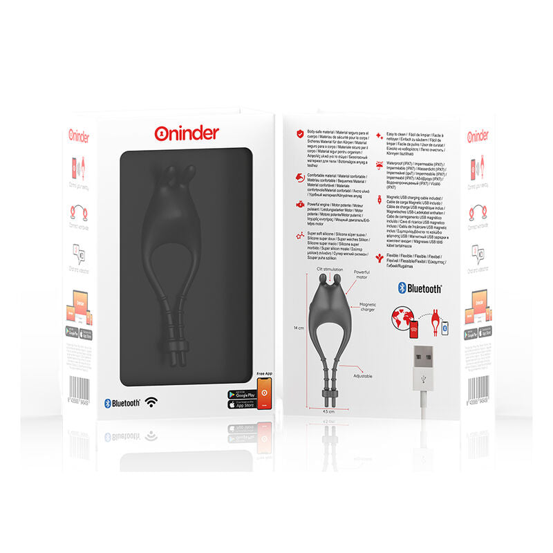 ONINDER - PAMPA RECHARGEABLE ADJUSTABLE VIBRATOR RING WITH CLITORY TEMULATOR 10 SPEEDS - FREE APP