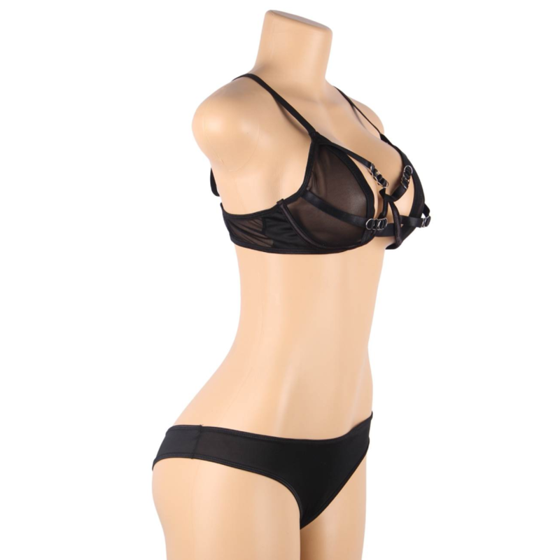 SUBBLIME - TWO-PIECE SET CONTAINING A TRANSPARENCY BRA AND S/M STRIPES