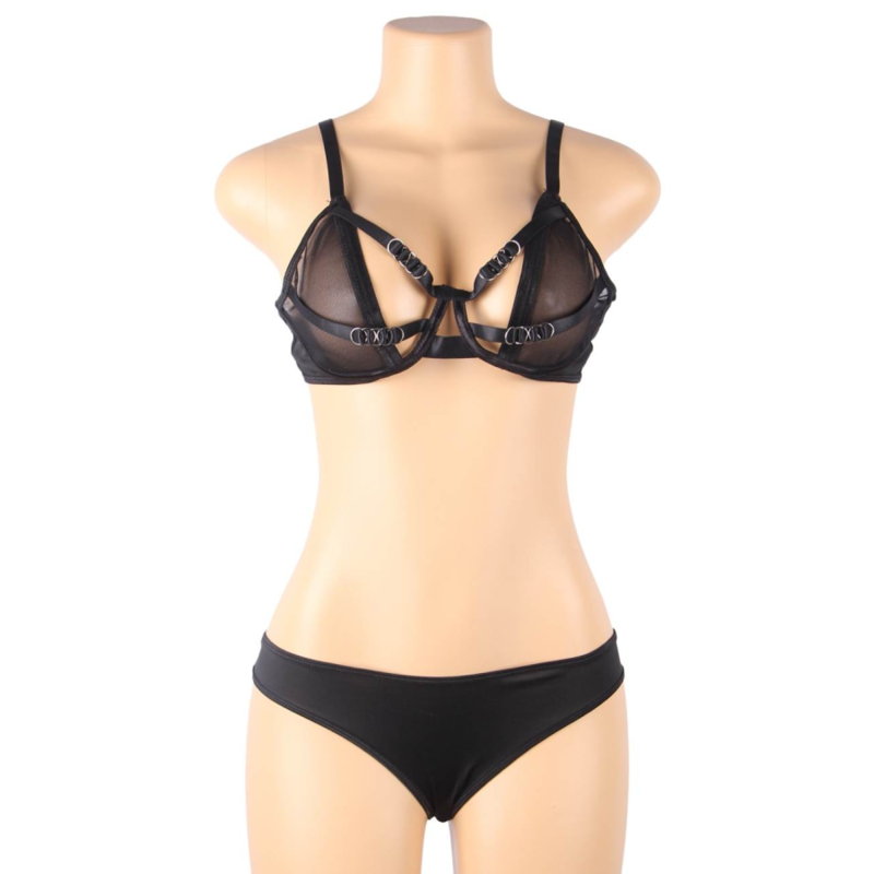 SUBBLIME - TWO-PIECE SET CONTAINING A TRANSPARENCY BRA AND S/M STRIPES