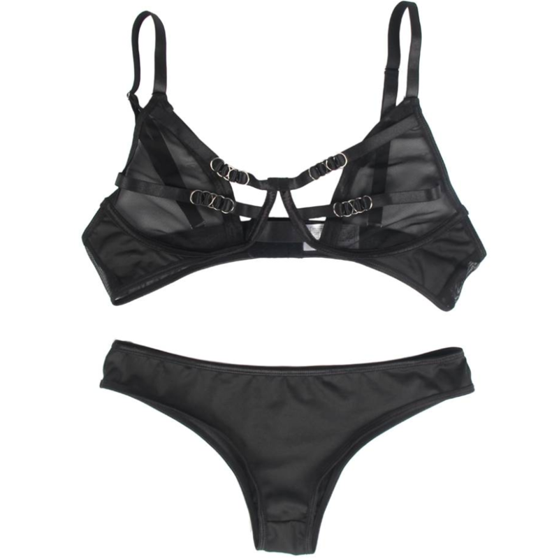 SUBBLIME - TWO-PIECE SET CONTAINING A TRANSPARENCY BRA AND S/M STRIPES