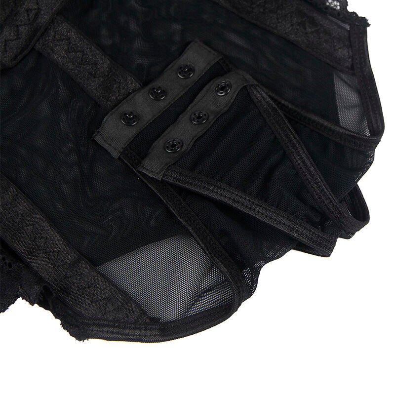 SUBBLIME - TEDDY WITH GARTER DETAIL ON CHEST BLACK S/M