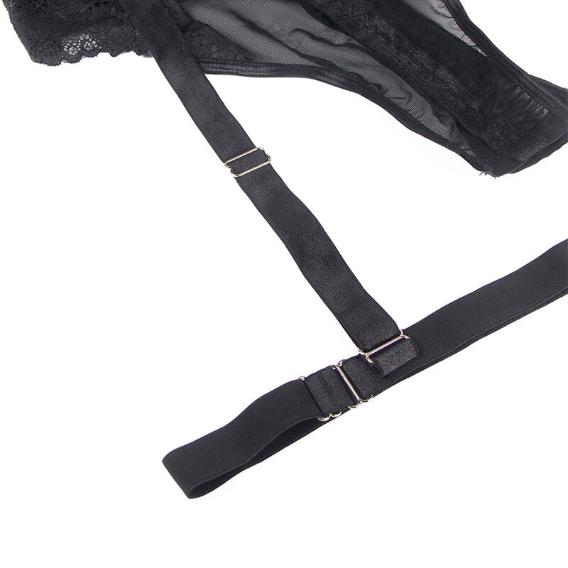 SUBBLIME - TEDDY WITH GARTER DETAIL ON CHEST BLACK S/M