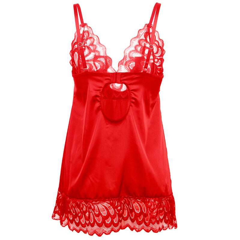 SUBBLIME - SATIN BABY DOLL WITH LACE RED S/M