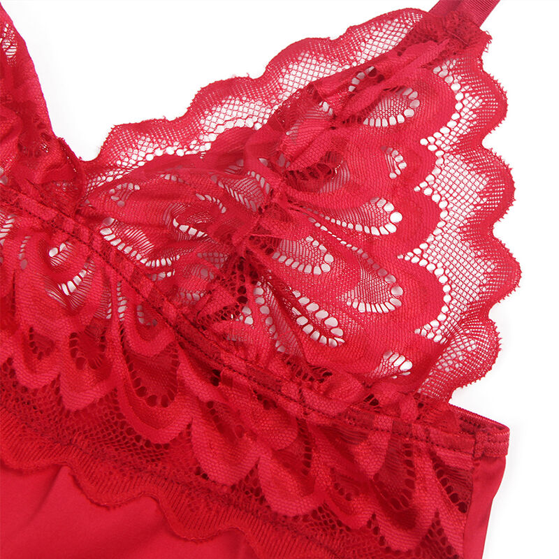 SUBBLIME - SATIN BABY DOLL WITH LACE RED S/M