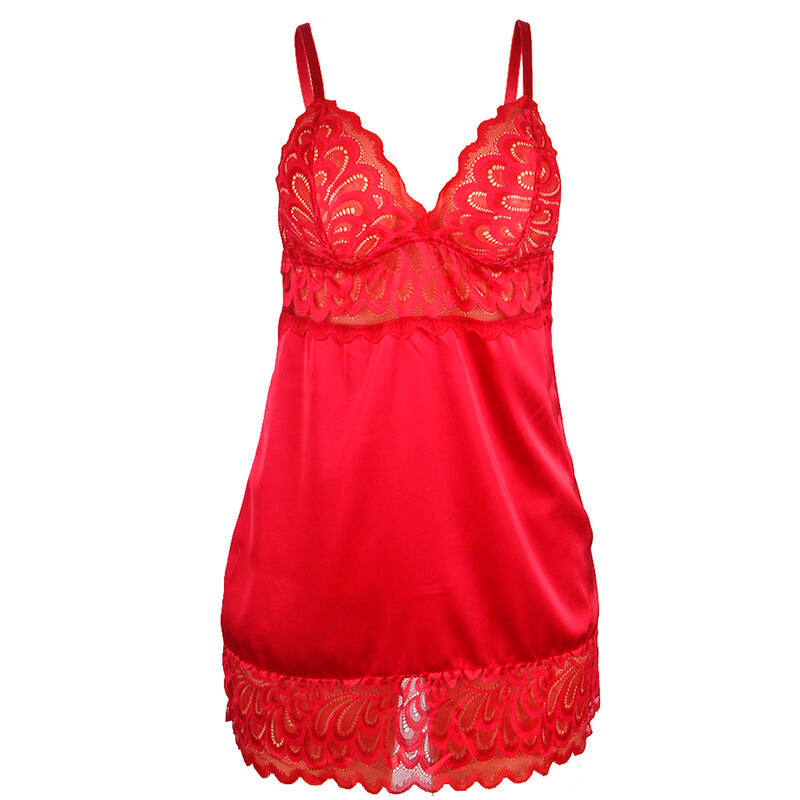 SUBBLIME - SATIN BABY DOLL WITH LACE RED S/M