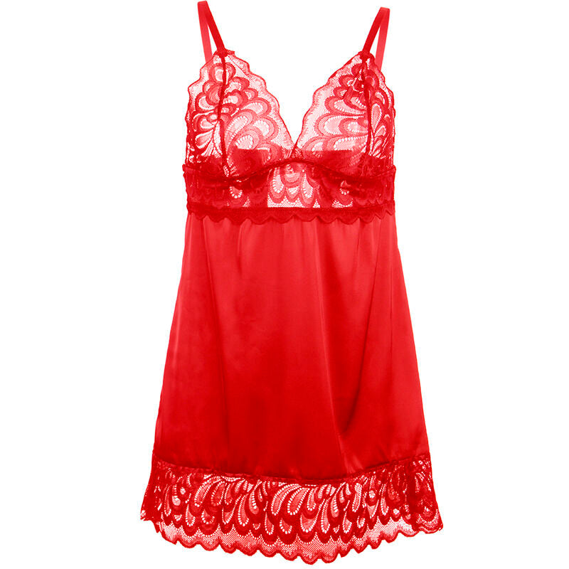 SUBBLIME - SATIN BABY DOLL WITH LACE RED S/M