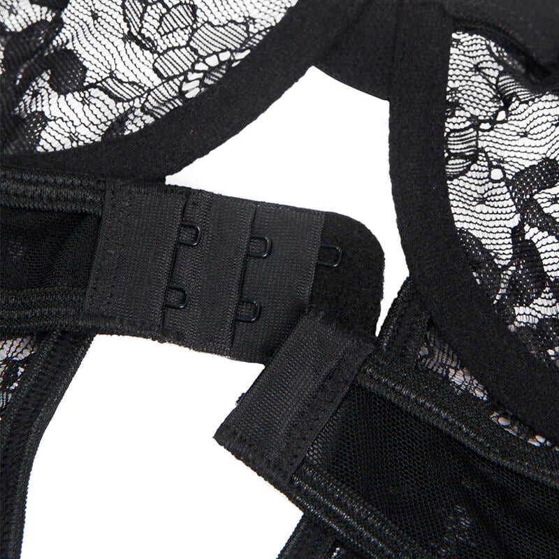 SUBBLIME - TEDDY WITH GARTER WITH LACE DETAIL AND STRIPES BLACK S/M