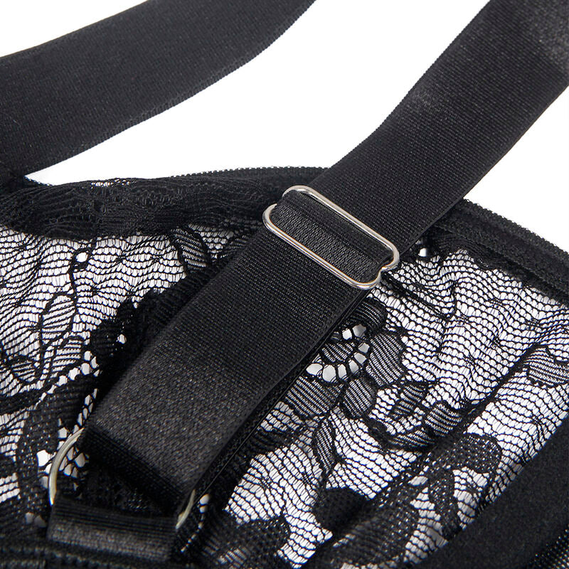 SUBBLIME - TEDDY WITH GARTER WITH LACE DETAIL AND STRIPES BLACK S/M