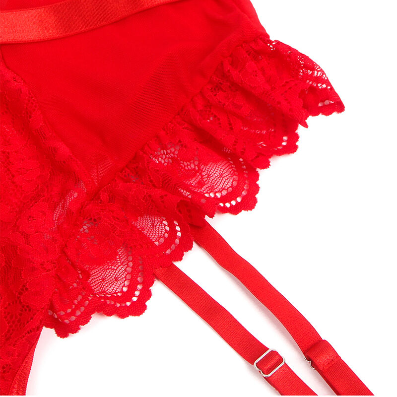 SUBBLIME - TEDDY WITH GARTER WITH LACE DETAIL AND STRIPES RED S/M