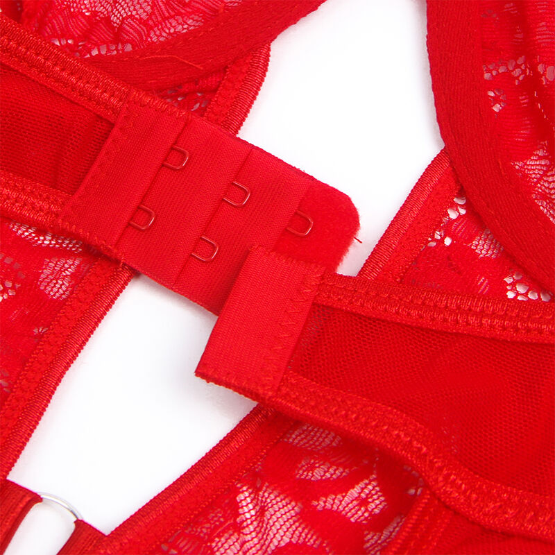 SUBBLIME - TEDDY WITH GARTER WITH LACE DETAIL AND STRIPES RED S/M