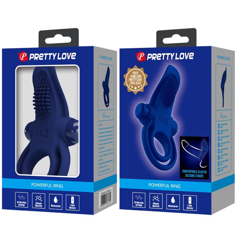 PRETTY LOVE - BRONSON DOPPELRING MIT VIBRATION BLAU