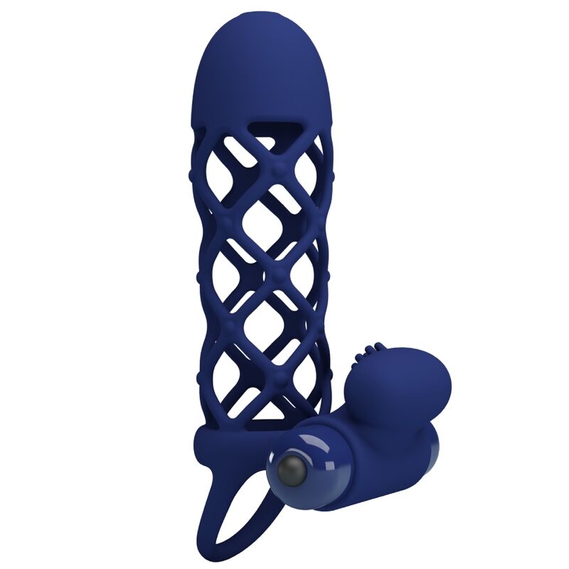 PRETTY LOVE - GIANN VIBRATOR RING WITH SILICONE SLEEVE BLUE