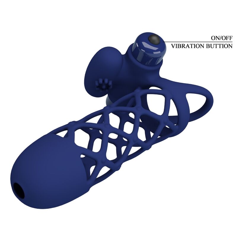 PRETTY LOVE - GIANN VIBRATOR RING WITH SILICONE SLEEVE BLUE