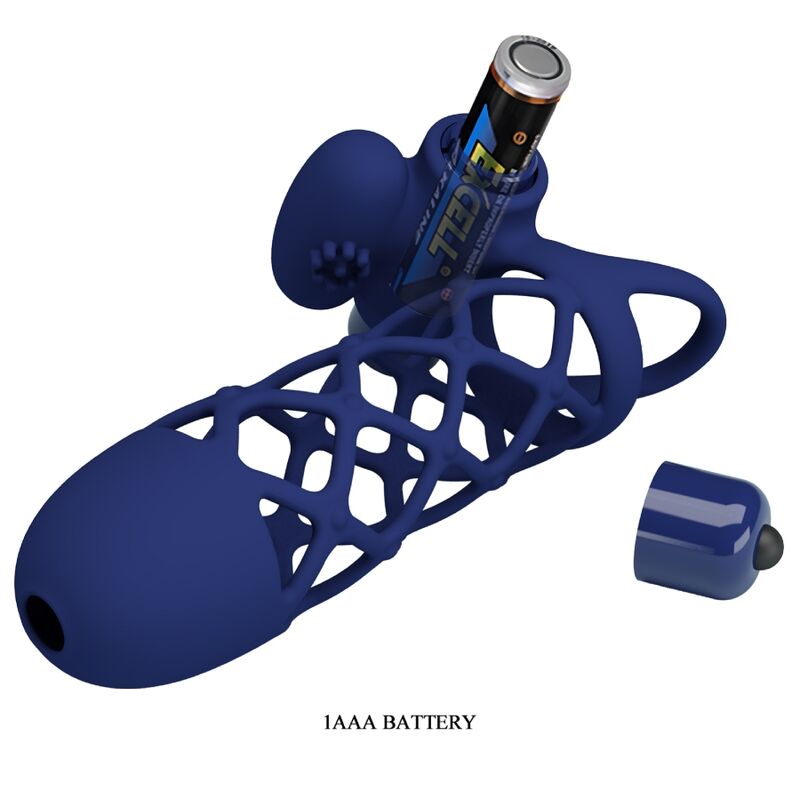 PRETTY LOVE - GIANN VIBRATOR RING WITH SILICONE SLEEVE BLUE