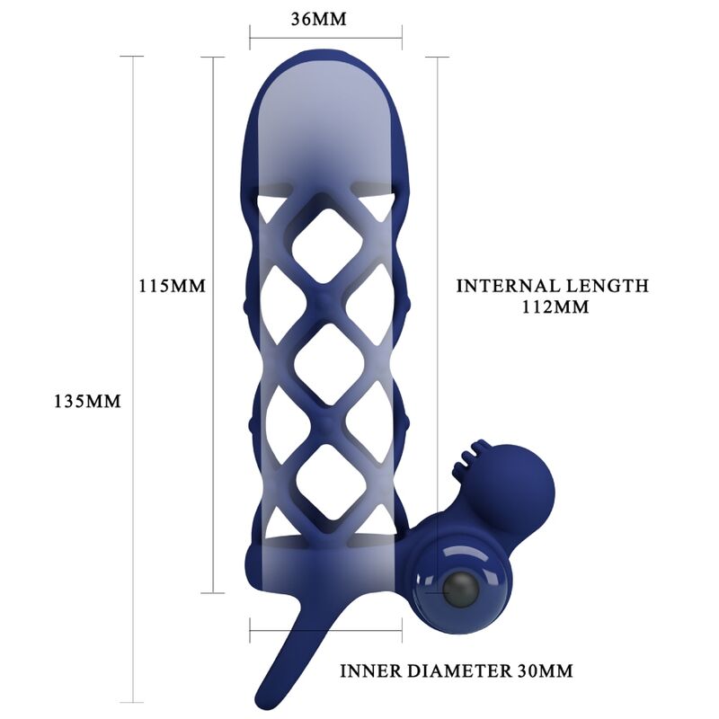 PRETTY LOVE - GIANN VIBRATOR RING WITH SILICONE SLEEVE BLUE