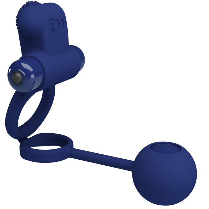 PRETTY LOVE - REMINGTON DOUBLE VIBRATION RING WITH STICK BLUE