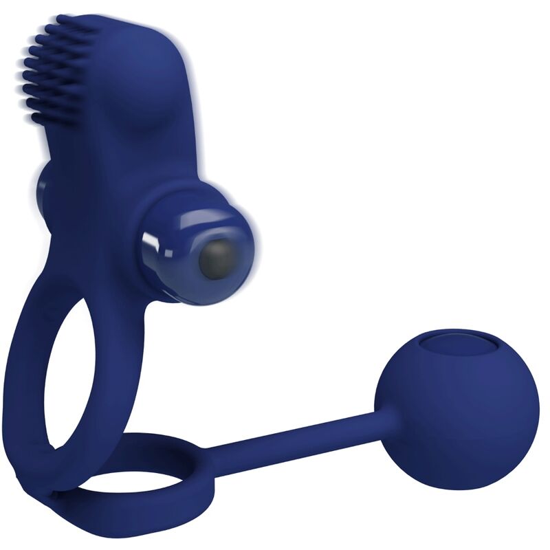 PRETTY LOVE - REMINGTON DOUBLE VIBRATION RING WITH STICK BLUE