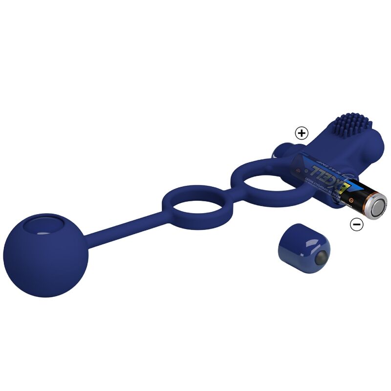PRETTY LOVE - REMINGTON DOUBLE VIBRATION RING WITH STICK BLUE
