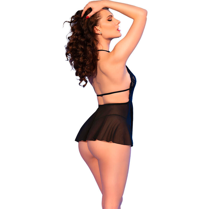CHILIROSE - CR 4720 BABYDOLL & THONG SCHWARZ S