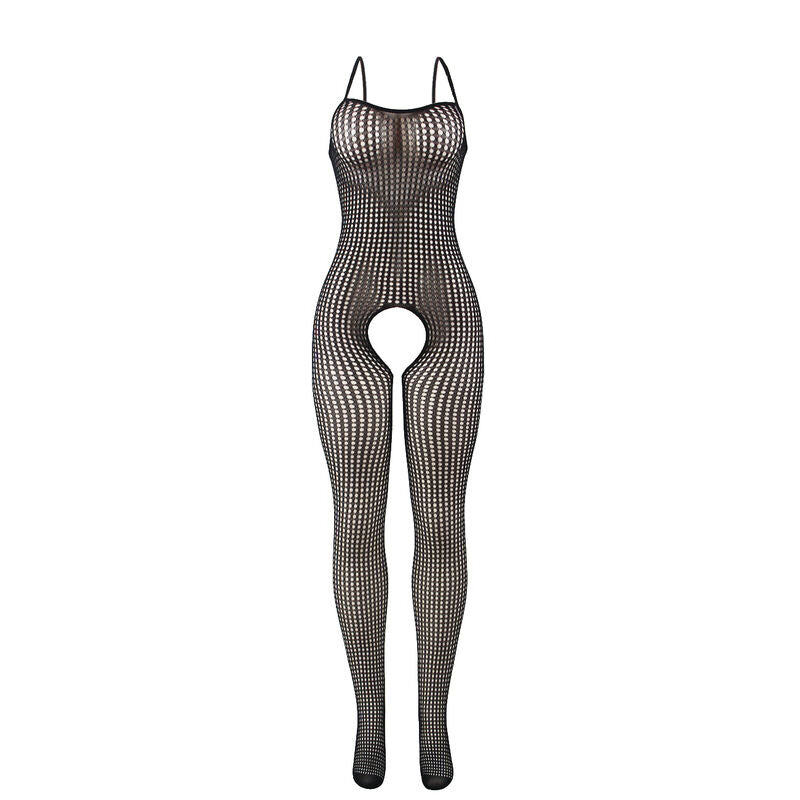 SUBBLIME - 951726 BLACK ELASTIC NET BODYSTOCKING WITH OPEN-FACED BOTTOM ONE SIZE