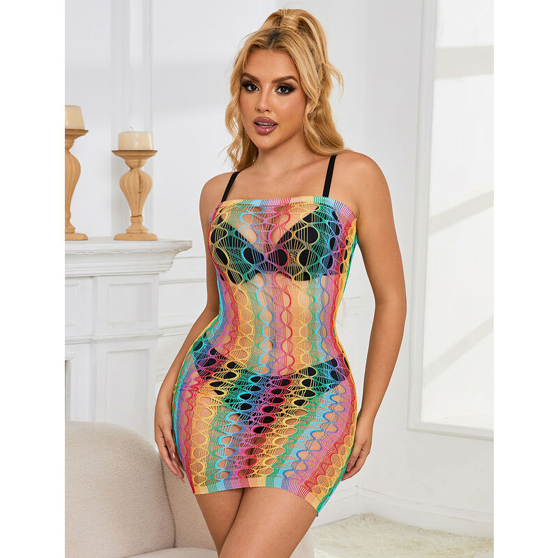 SUBBLIME - 952365 RAINBOW NET DRESS WITH OFF-THROWS ONE SIZE